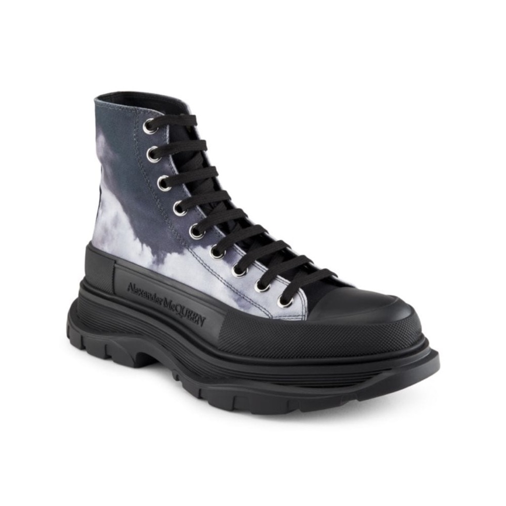 Alexander McQueen Unisex Black and Gray High-Top Sneakers - Picture 4 of 12